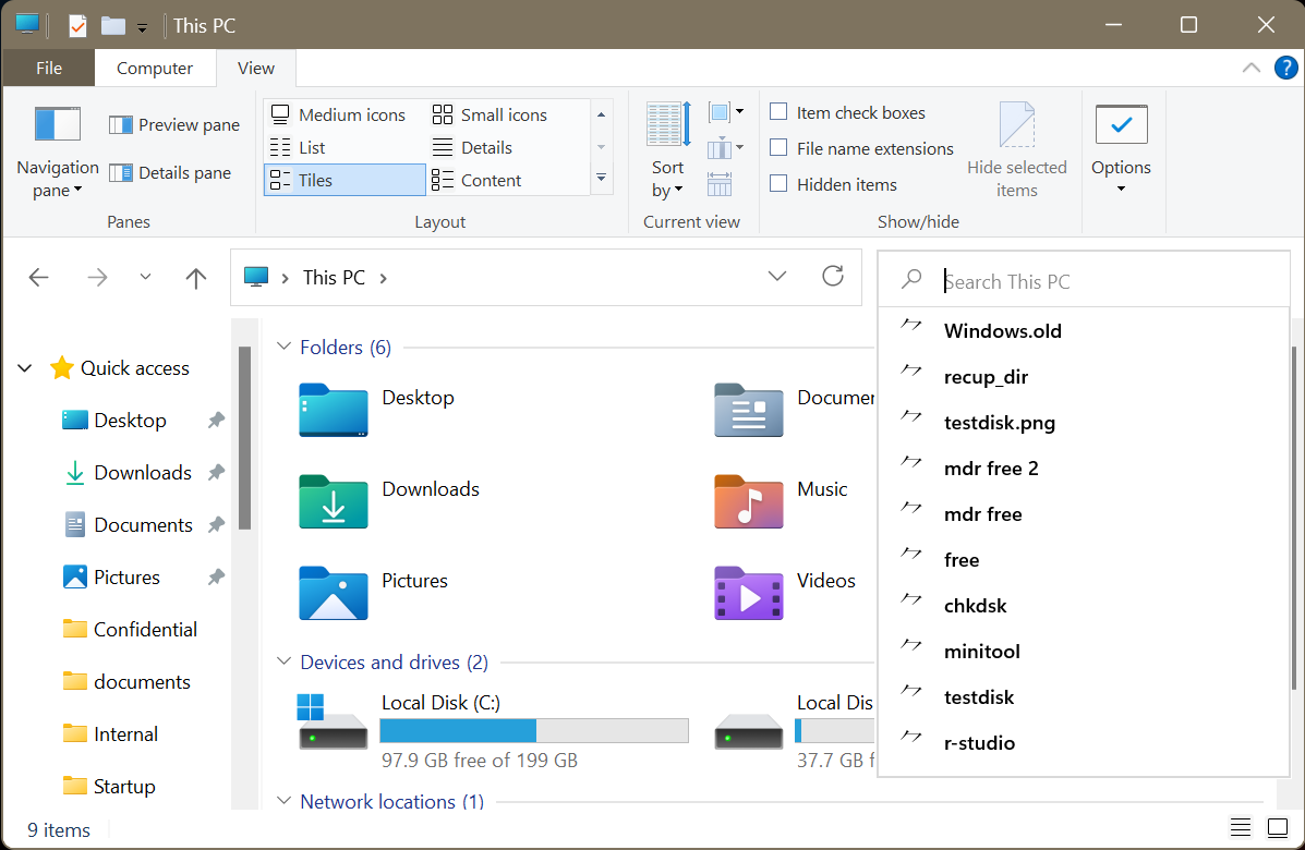Search for the Missing Files